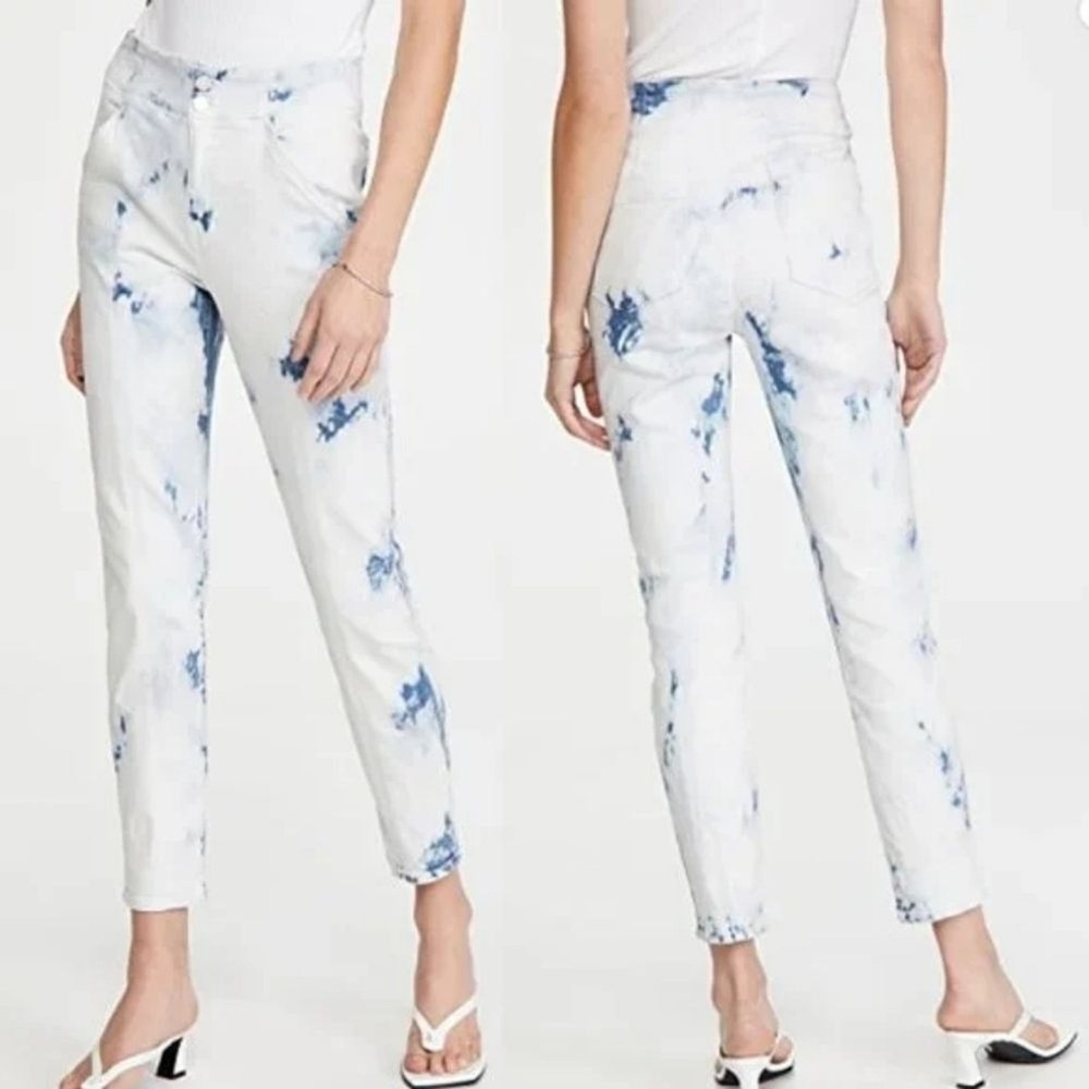 NEW Veronica Beard Kallie High Rise Jeans Womens 23 Blue White Tie Dye Designer